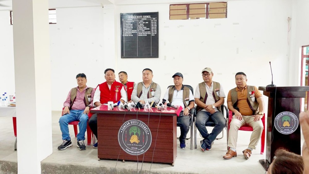 DDGBA, GBUD and DUCCF members address the media in Dimapur on May 20. (Morung Photo)